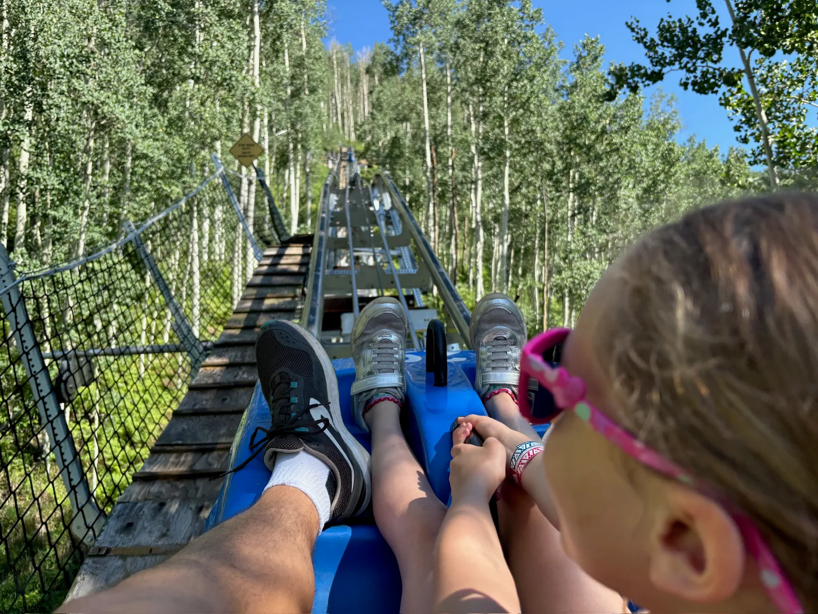Heading up the mountain coaster