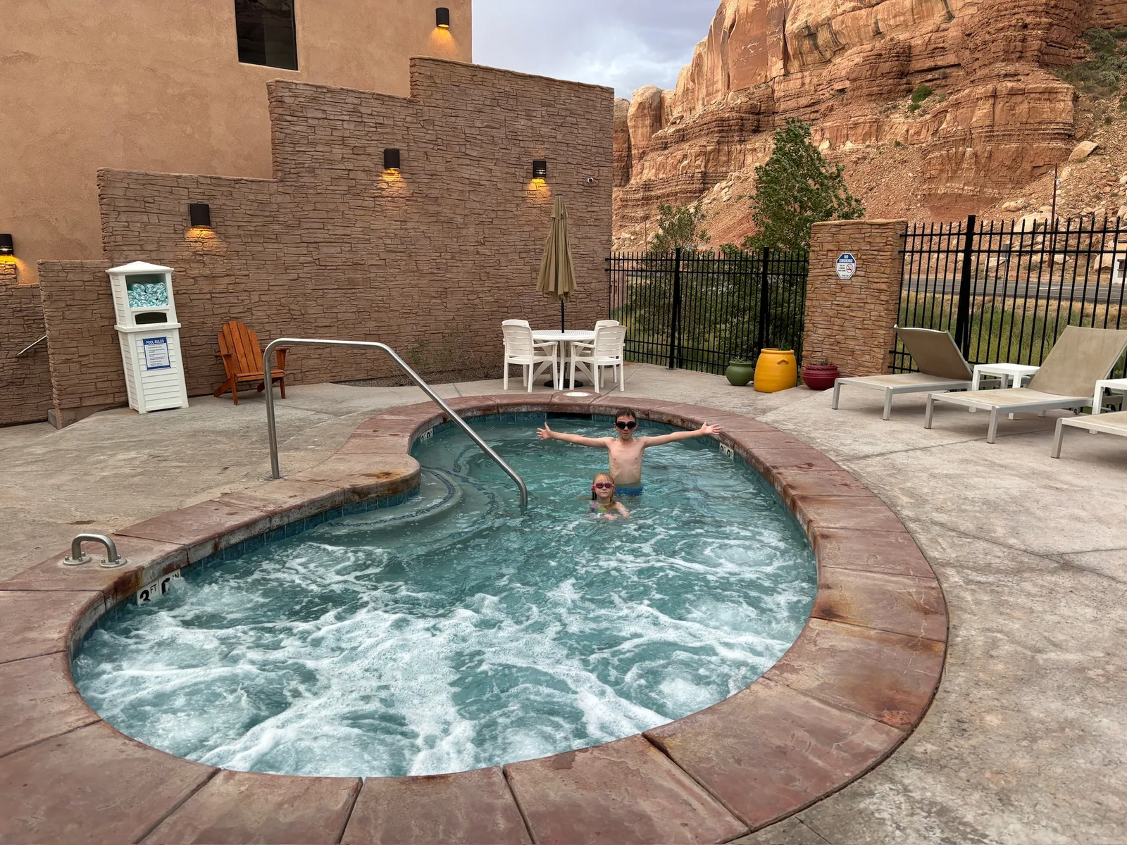 The hot tub was not as hot as the air temperature