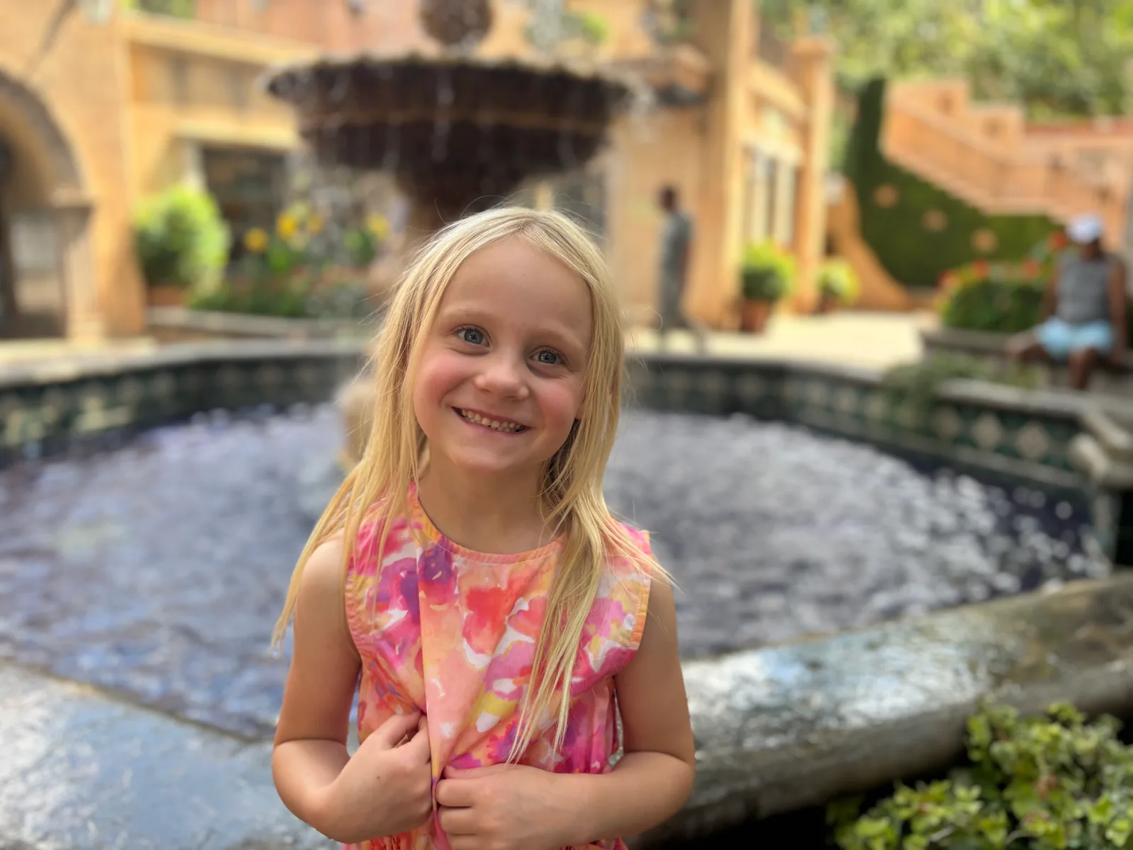 In front of the fountains in Tlaquepaque