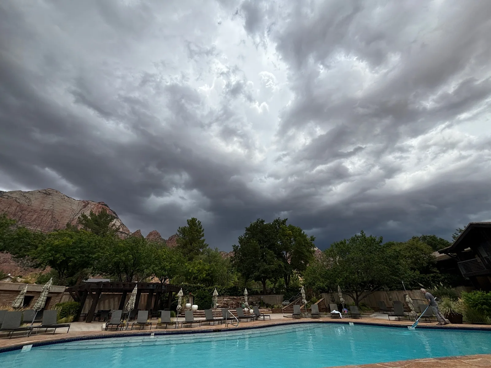 Afternoon thunderstorm by the pool