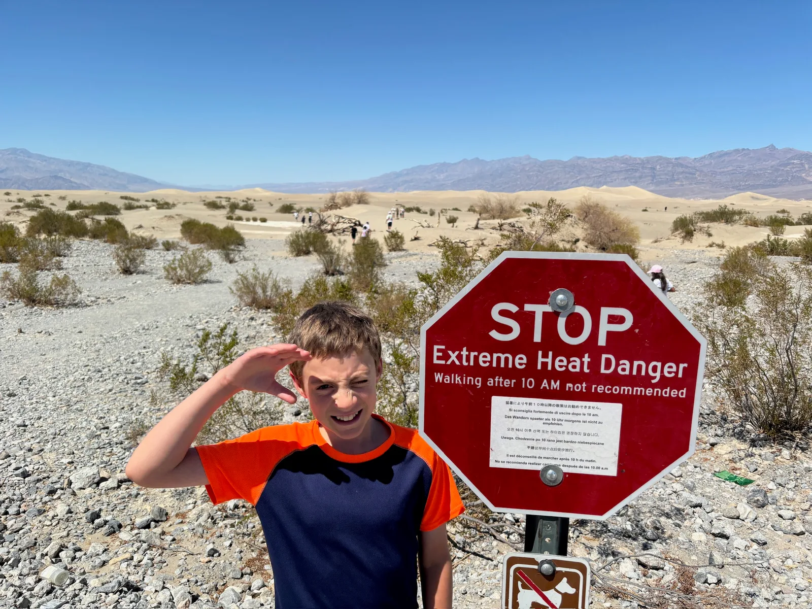 We ignored that sign, but not for long - it was HOT!